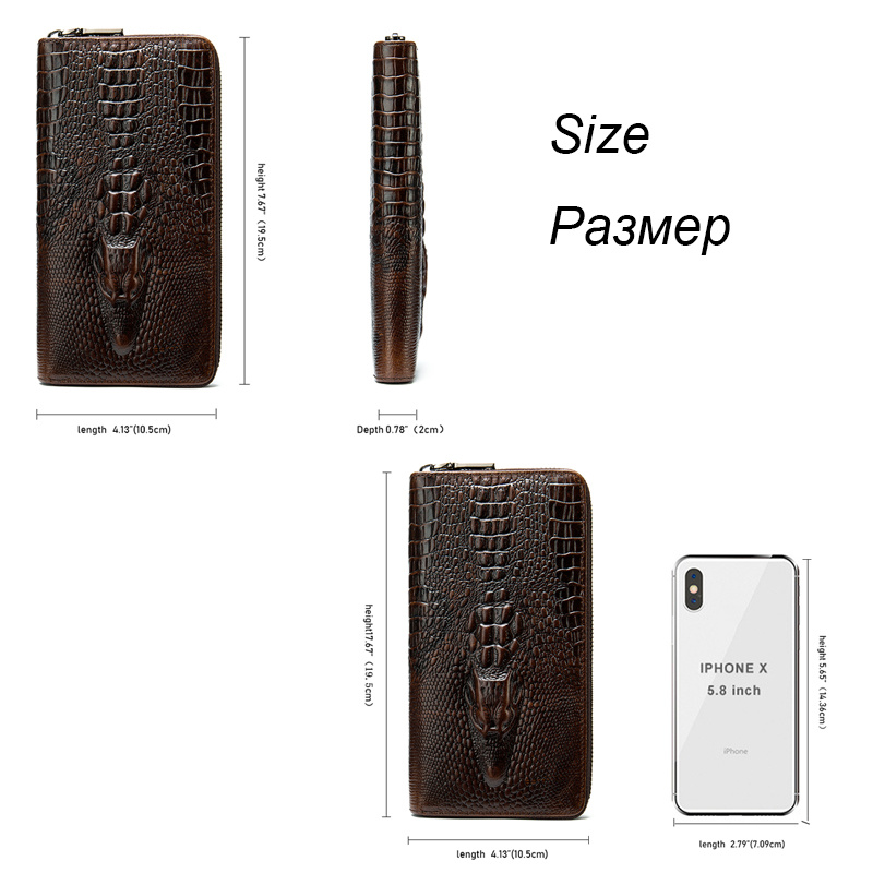 MOTAORA Men's Wallet Genuine Leather Crocodile Pattern Male Purse Fashion Business Clutch For Men Casual Embossed Card Holder