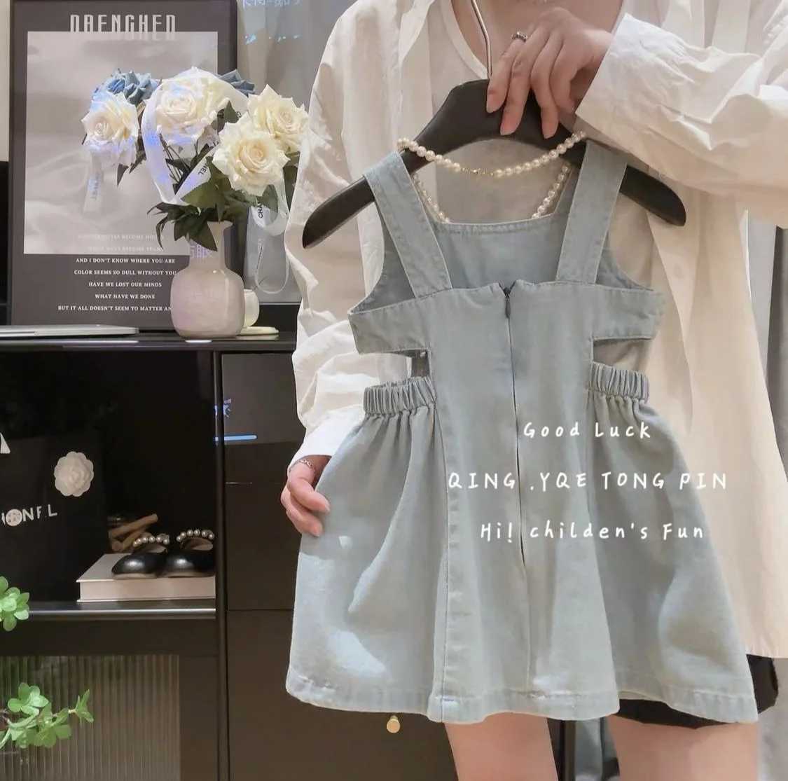 Girls Casual Dresses Halter-waist Denim Suspenders Dress Chic Vest and Denim Skirt Baby Girl Dress for 2 To 7 Years X250528