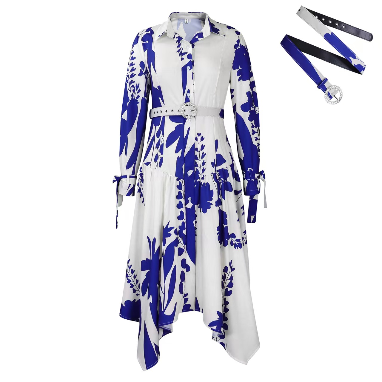 Plus size women's clothing, new stylish printed dresses, irregular lapel dresses Designer Luxury Dresses
