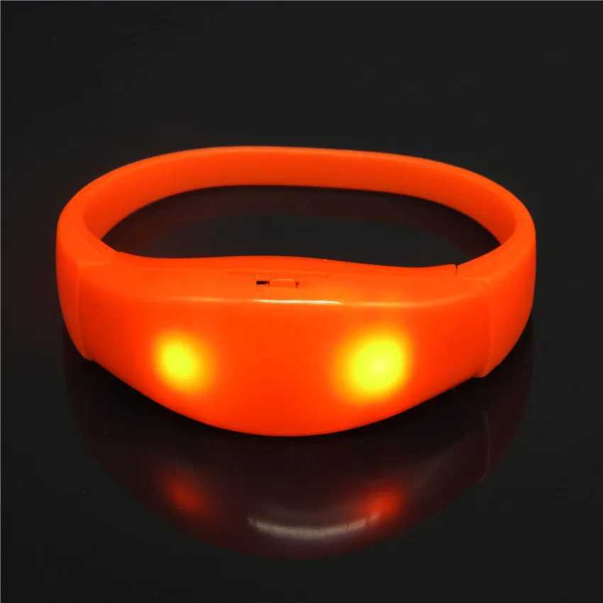 200 Pcs Unisex Sound Controlled LED Light Up Bracelet Activated Glow Flash Bangle For Mothers Day Festival Party W250528