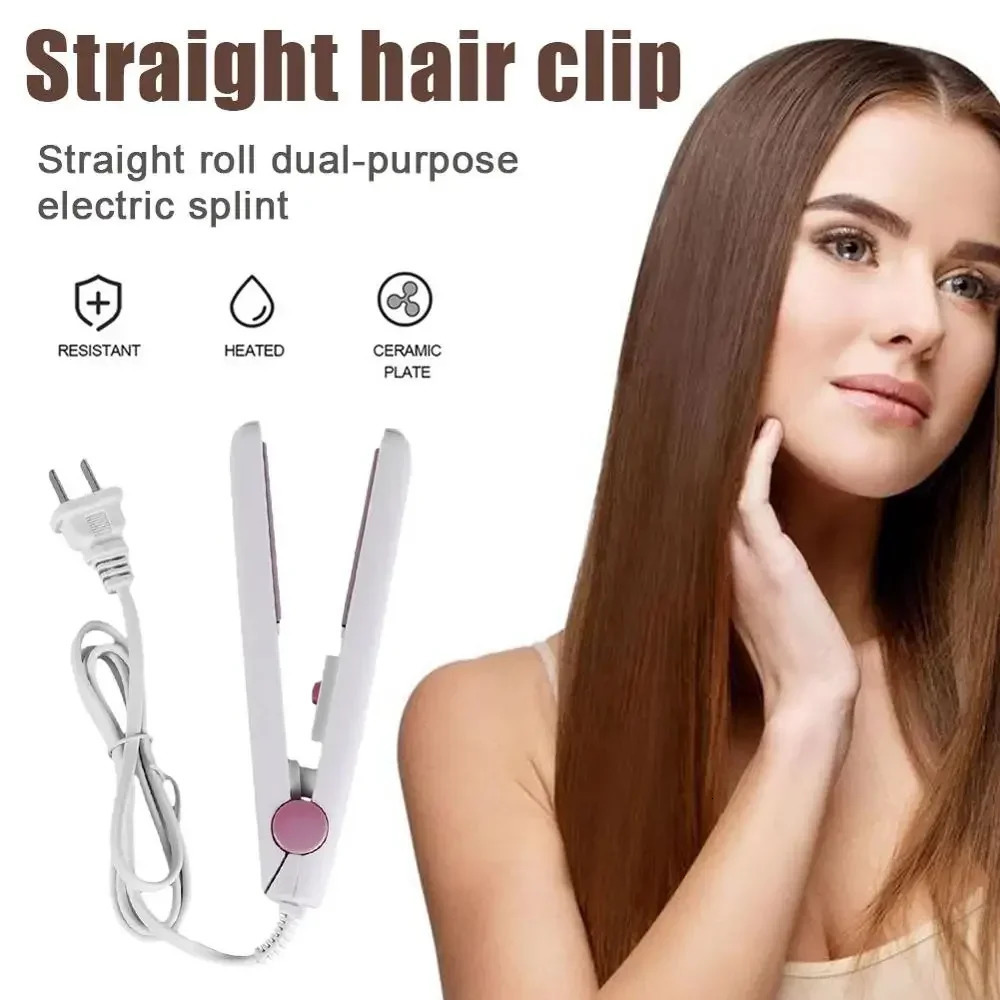 Mini 2 in 1 Hair Straightener Flat Iron Tourmaline Ceramic Splint Straightening Curling Tool Portable Curling Iron Small Hair 250522