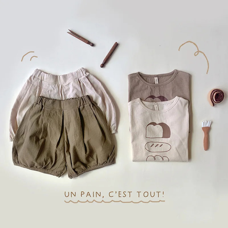 Summer Thin Shortsleeved Tshirt Tops for Boys and Girls Loose Shorts Infants Young Children Childrens Clothing Set 250528