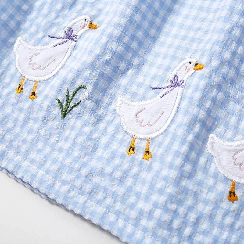 Little maven Girls Sundress Kids Clothes Sleeveless Dress Children Vestidos Plaid Animal Applique Embroidery Cute Girls Dress X250528
