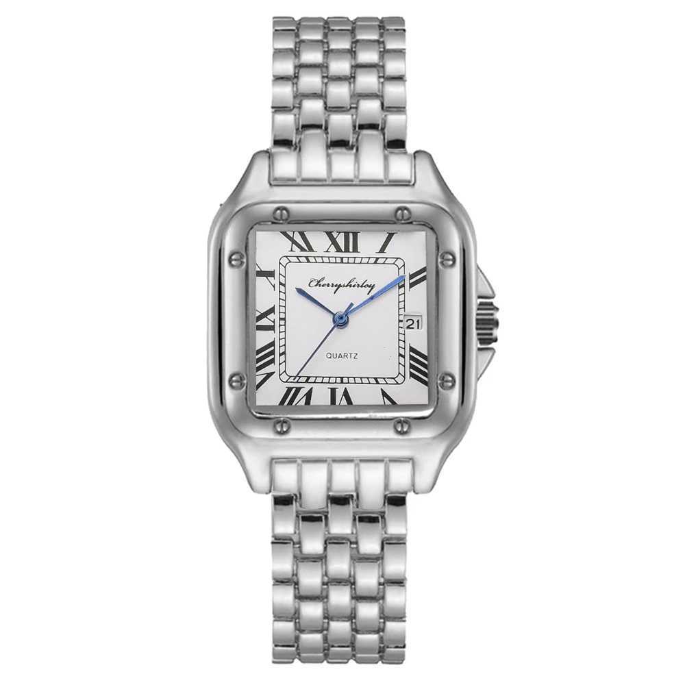 Luxury Branded Women Watches 2025 Simple Square Roman Calendar Women Quartz Watch Fashion Stainless Steel Strap Ladies Clock XJ250527