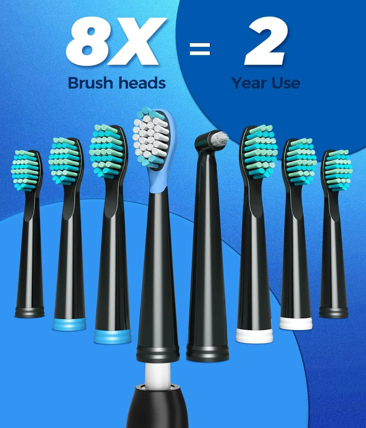 Electric Toothbrush for Adults with 8 Brush Heads Sonic 40000 VPM Deep Clean 5 Modes Rechargeable 250519