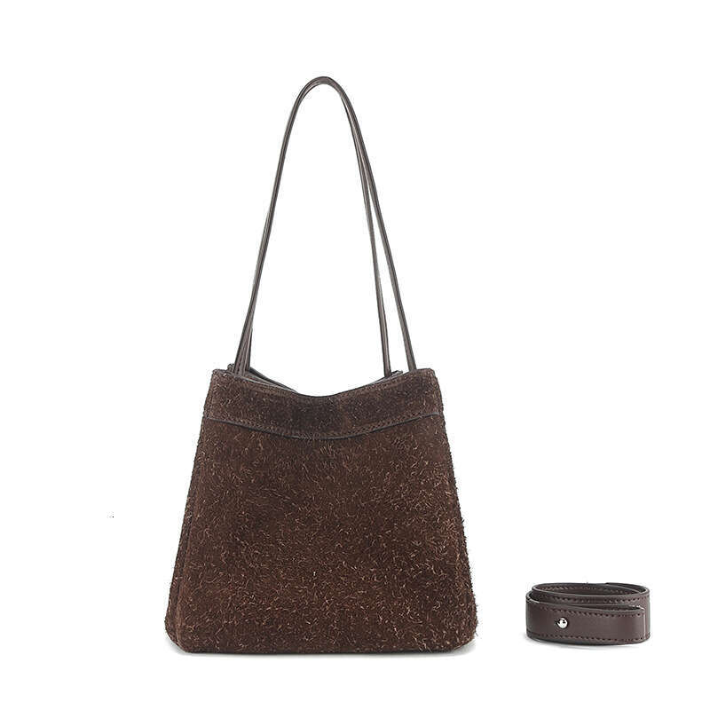 Autumn Winter New Women's Basket High-end Niche Style Xiangfei Velvet Shoulder Handbag Crossbody Bag