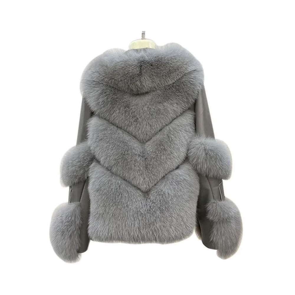 ZADORIN New Winter Coats Furry Fox Coat Women Turn Down Collar PU Leather Splicing Warm Lining Faux Fur Jacket