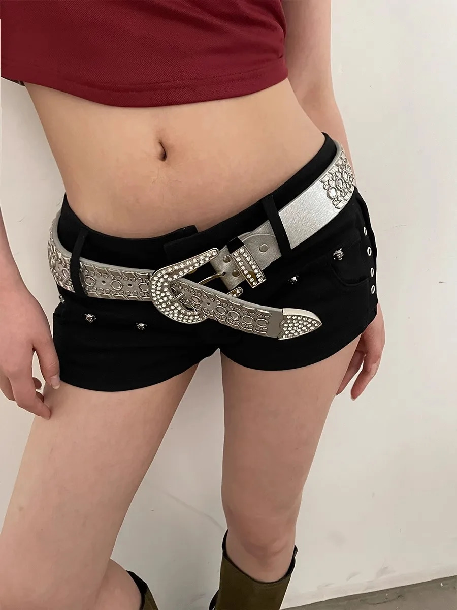 Y2K N Niche Personality Spice Broad Belt Female Adornment Style Rhinestone With Pants Fashion Belt 250523
