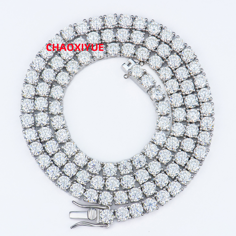Xingyue 4mm Wholesale Men Women Hip-hop Jewelry 925 Sterling Silver Gra Vvs Mossanite Moissanite Diamond Tennis Chain Necklace