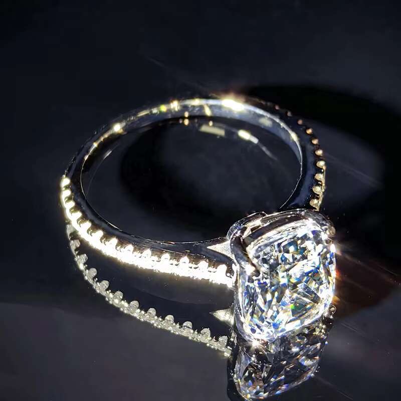 Pass Diamond Tester Luxury D Color Moissanite Halo Womens Radiant Cut Square Ring With 925 Sterling Silver GRA Wedding Gift