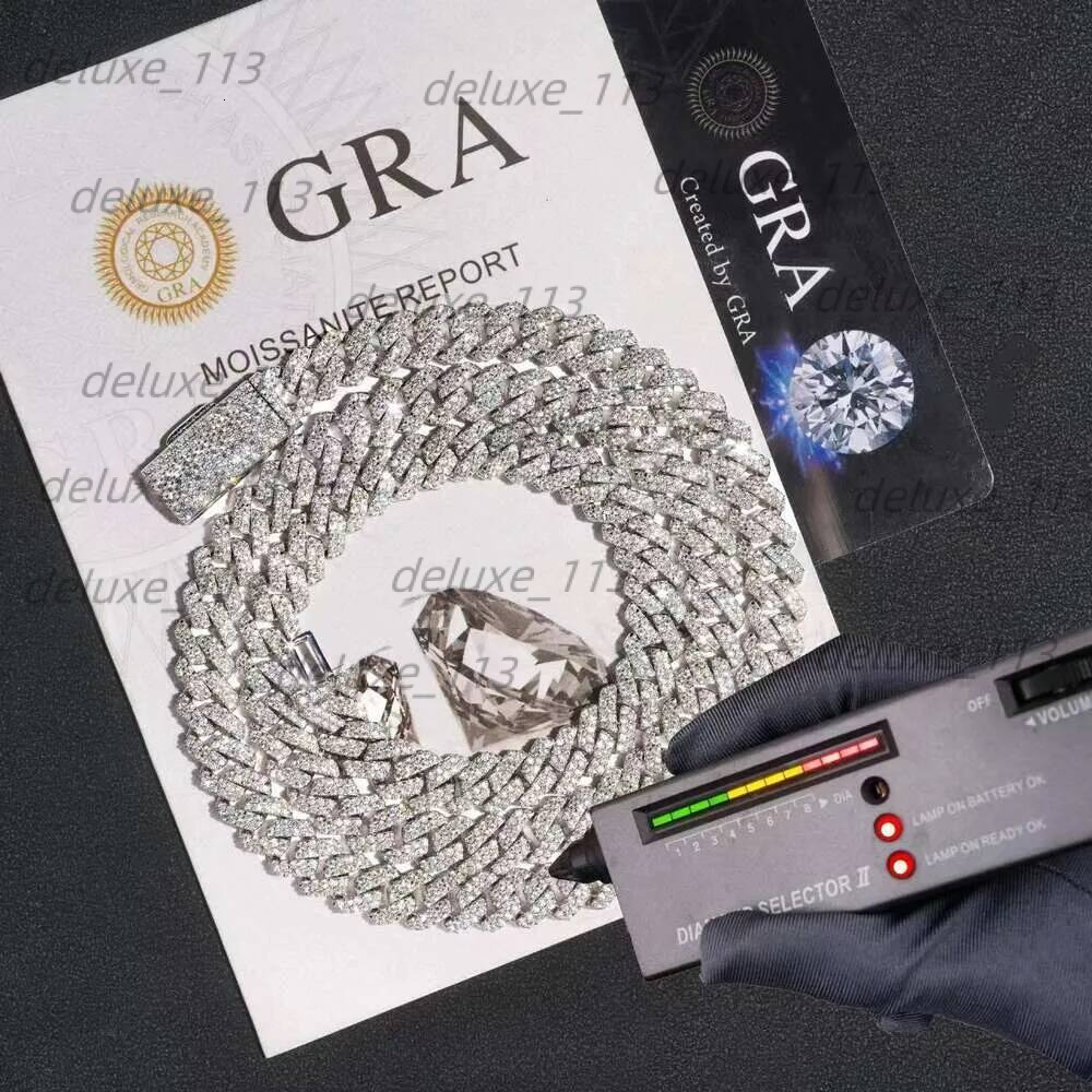 Moissanite Necklace, 20 Years Of Experience In Manufacturing, Hip Hop 8Mm Double Rowed Stone Sier Moissanite Cubanlink Chain Necklace