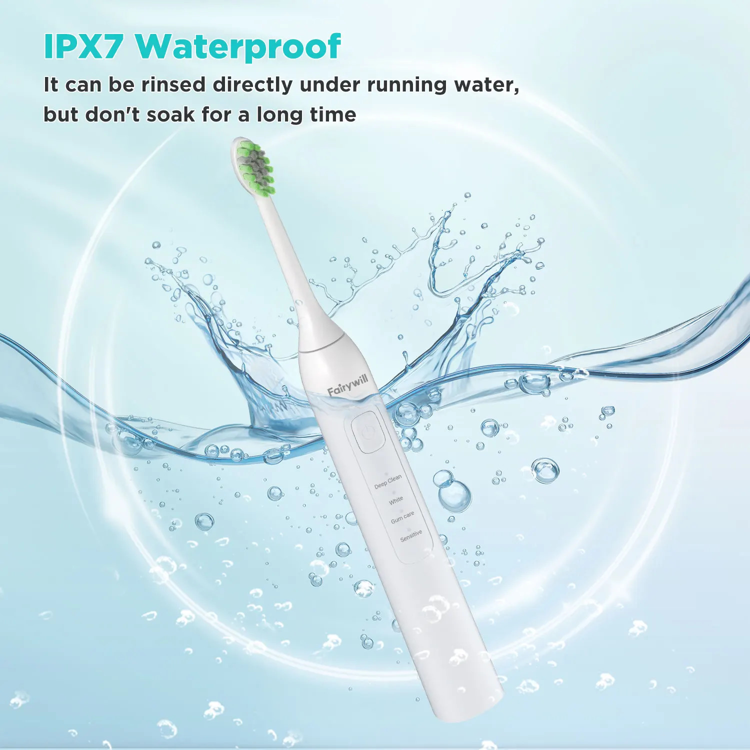 Fairywill Ultrasonic Electric Toothbrush42000HZmin Vibrations 8pcs Rechargeable Heads for Adults4h Full Charge 100Days S 250519
