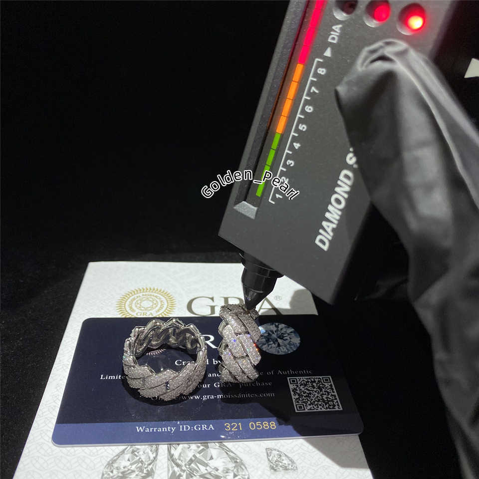 Band Rings Custom Hip Hop Sterling Sier Vvs Moissanite Diamond Rings Men Iced Out Ring Gold Plated Cuban