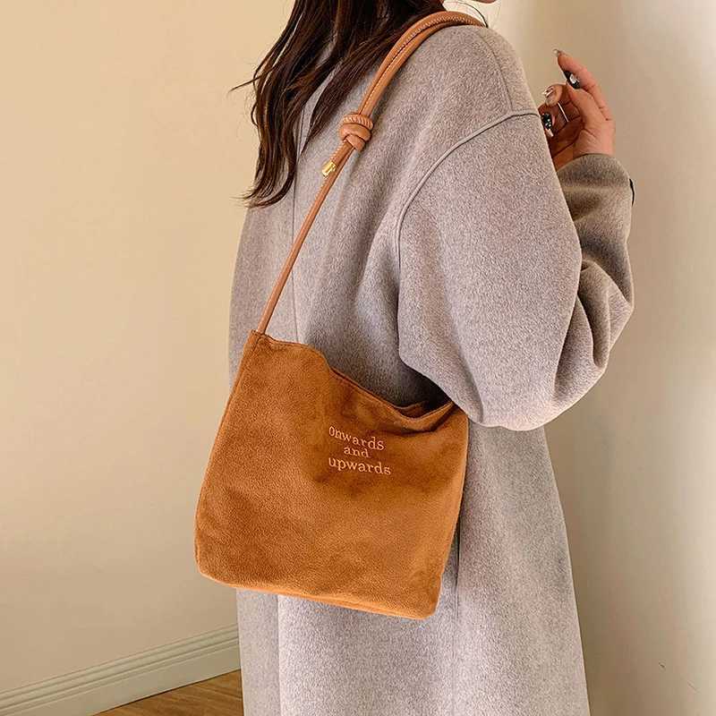 Suede Handbag Casual Rope Buckle Design Multicolor Shoulder Bag Adjustable Straps Tote Crossbody Bucket Bag Y250528