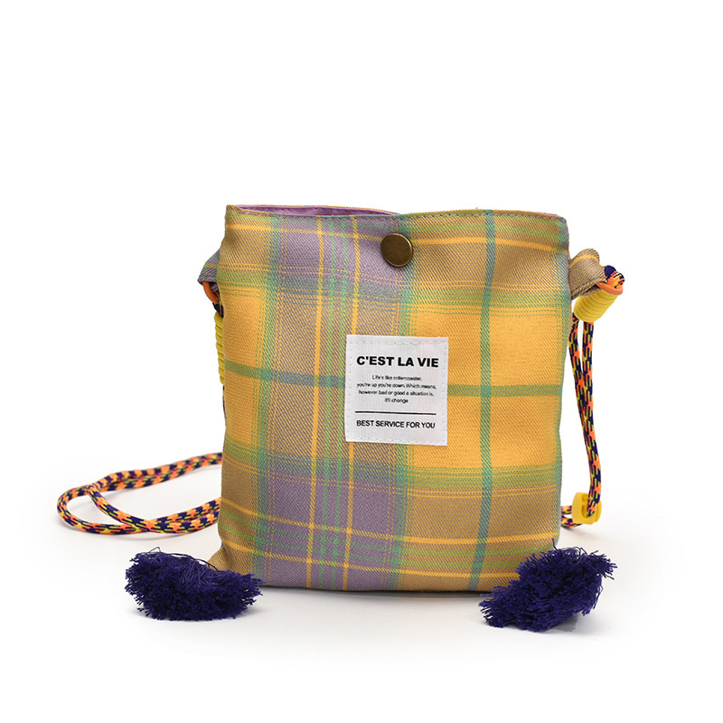 Women's Handbag Free Shipping Designer Bag Summer New Ins Style Retro Plaid Patchwork Cloth Bag Versatile Lightweight Shoulder Crossbody Bag Casu