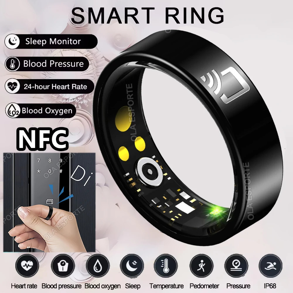 Smart Ring NFC Ring Health Fitness Tracker Ceramic Health Ring 2025 Sleep Tracking Heart Rate Blood Pressure with Charging Case 250519