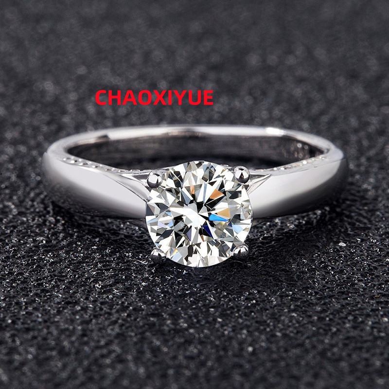 Jewelry 925 Silver Moissanite Engagement Rings for Women Young Ladies Smooth 925 Sterling Silver Ring