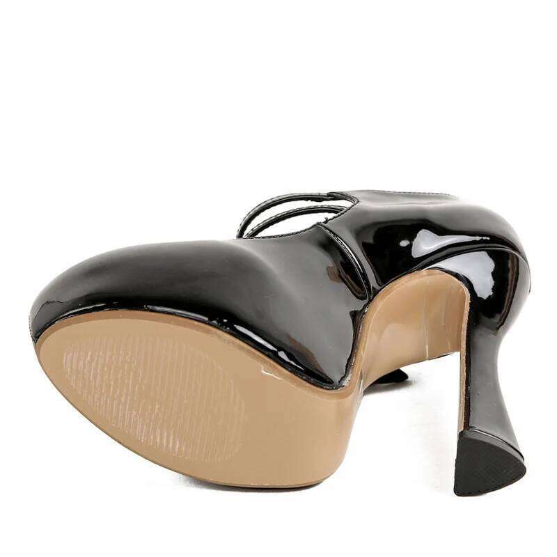Liyke Fashion Chic Double Buckle Strap Women Platform Pumps Sexy Black Round Toe 13CM Super High Heels Party Club Stripper Shoes