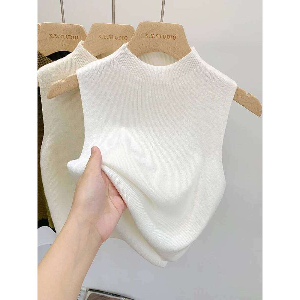Women Knitted Tank Top Summer Fall Slim Sweater Short Sleeveless Solid Spring Autumn Sweaters Pullovers 2025