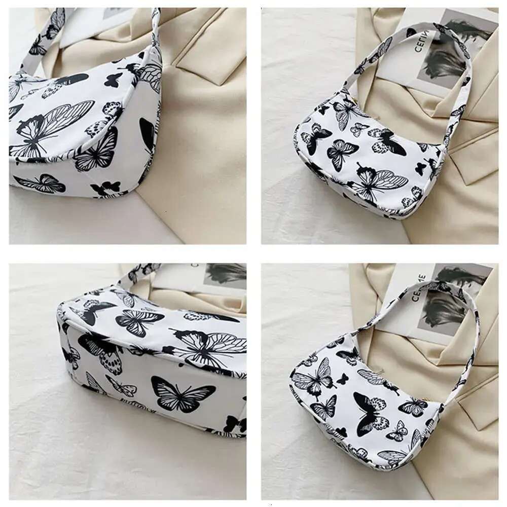 Women Underarm Fashion Animal Pattern Print Nylon Vintage Shoulder Bag Female Half-Moon Handbag Purse