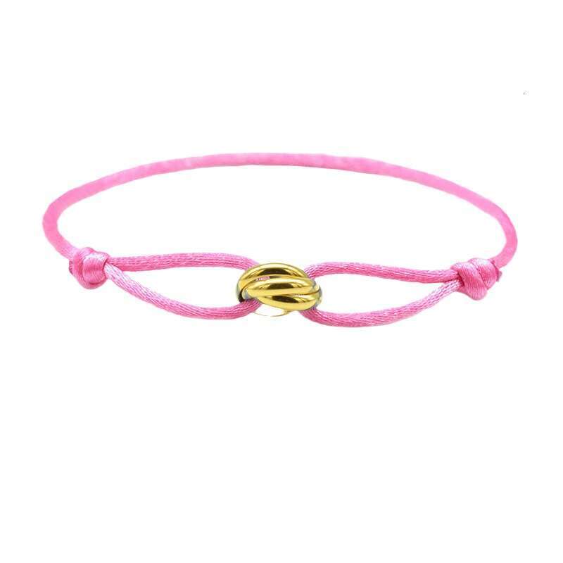 Handwoven Couple Stainless Steel DIY Colors Three Rings Adjustable Bracelet