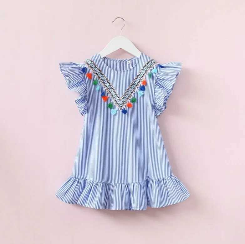 New Kids Dresses for Girls Clothes Summer Girl Stripe Princess Dress Toddler Baby Dress 1 2 3 4 5 6 7 Years Childrens Clothing X250528
