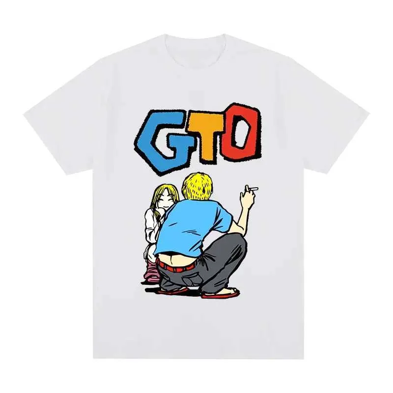 Men's T-Shirts 2024 GTO Great Teacher Funny Anime Hip Hop Summer Fashion Casual T-shirt Cotton Men T Shirt New O-neck T TSHIRT Womens G240529
