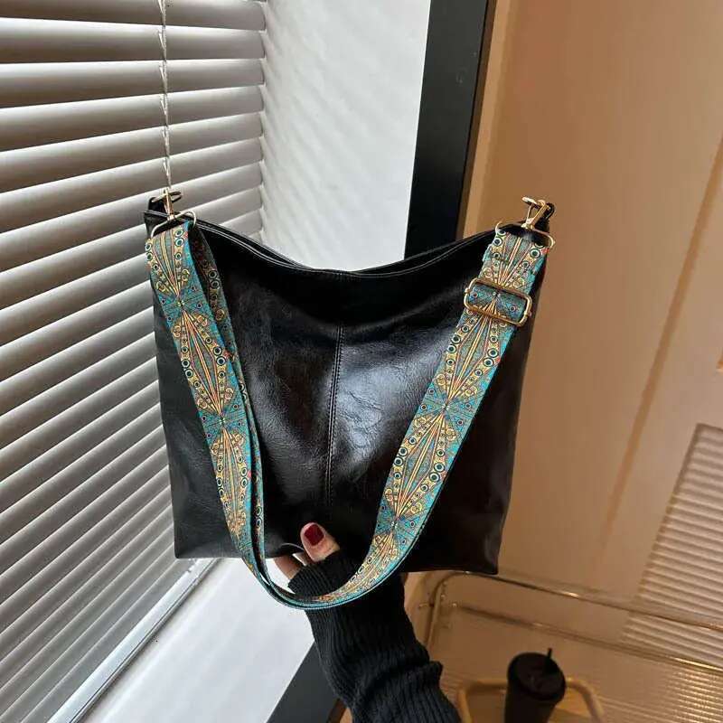 large capacity pu leather crossbody bag for women durable handheld bucket style