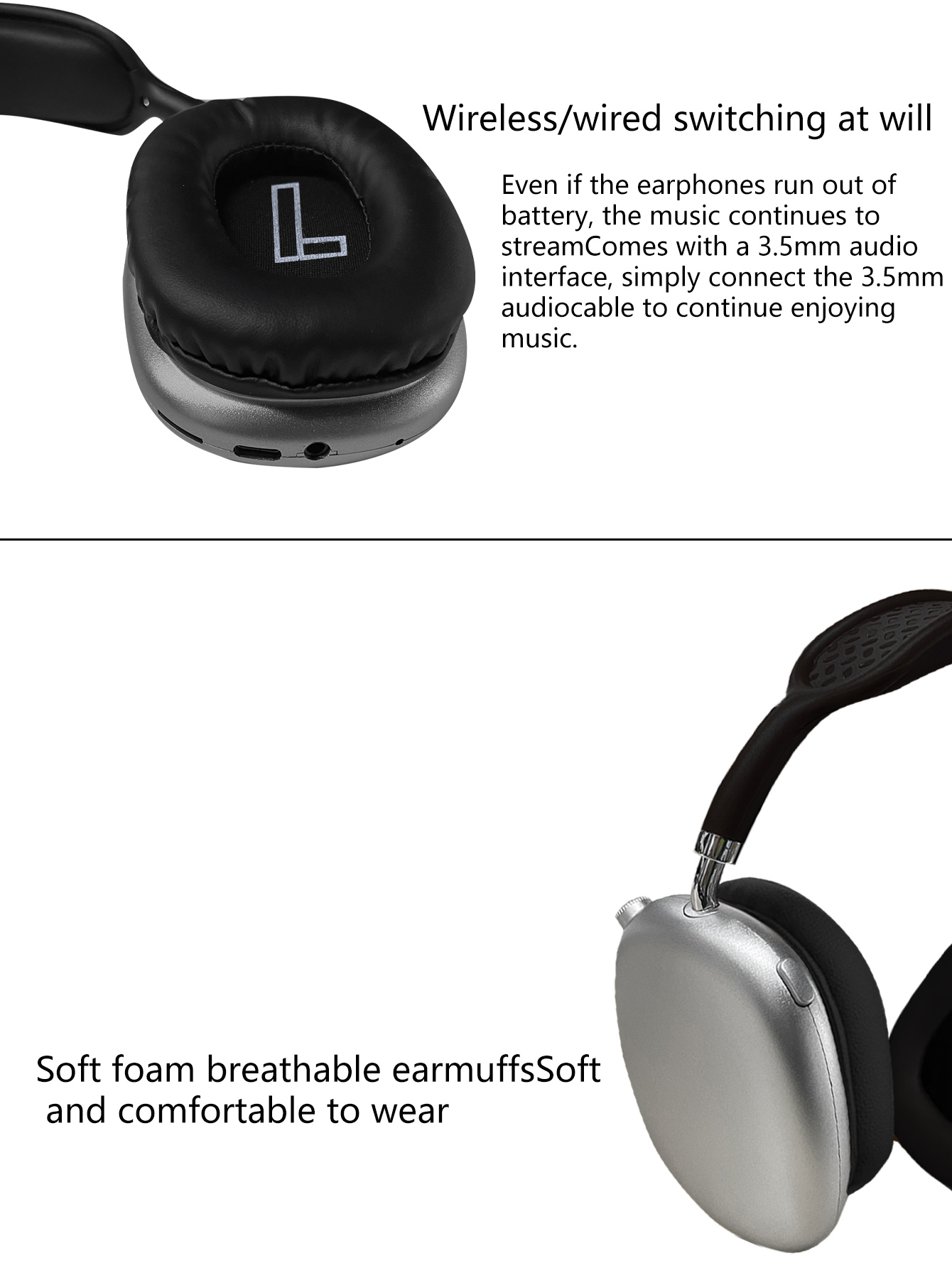 All-New Rotating Over-Ear Bluetooth Headphones with Stereo Surround Sound, Hi-Fi Audio Quality, and Extended Battery Life