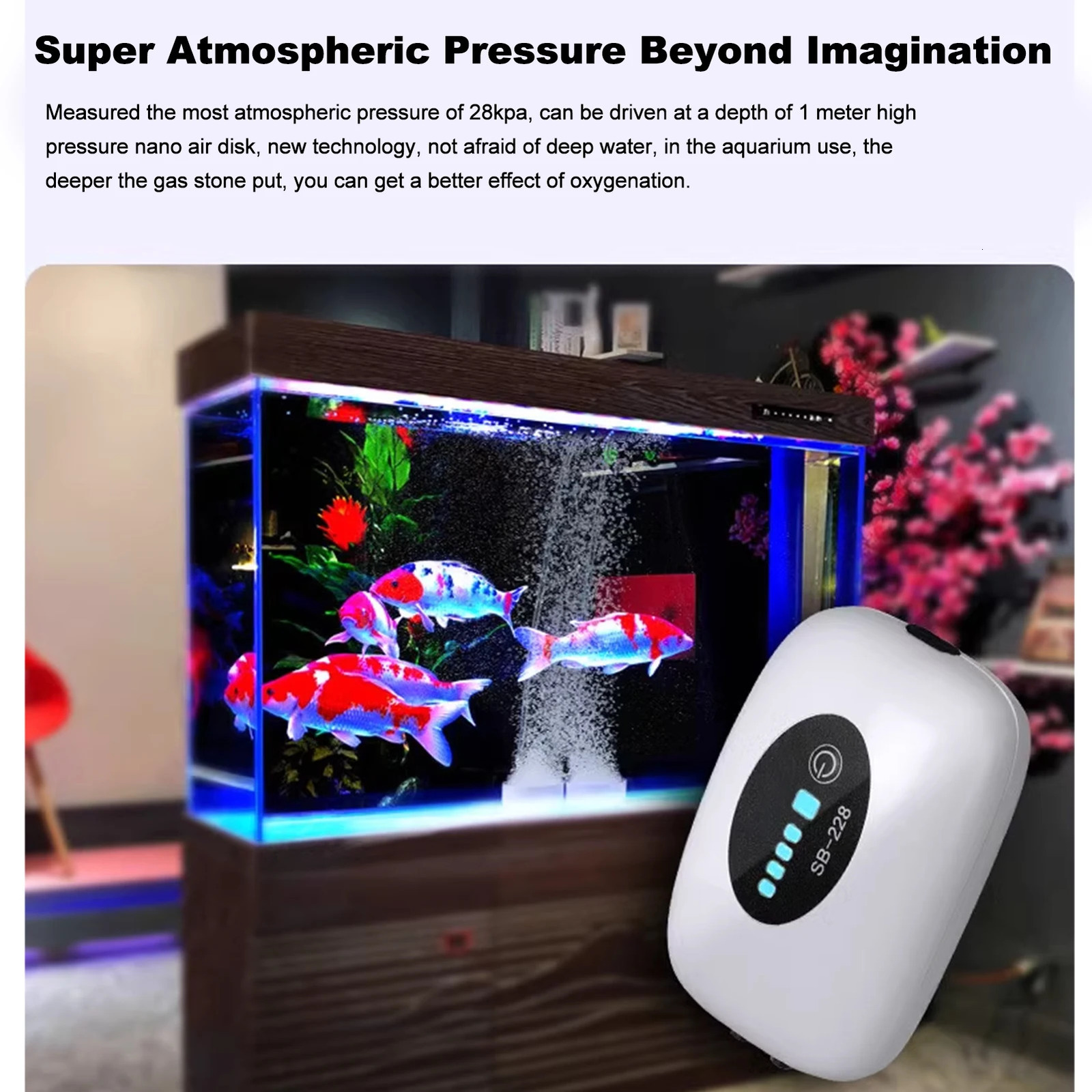 Aquarium Air Oxygen Pump Fish Tank Bubbler Lithium Battery Quiet Durable and Portable Automatic Start-up Ideal 250604