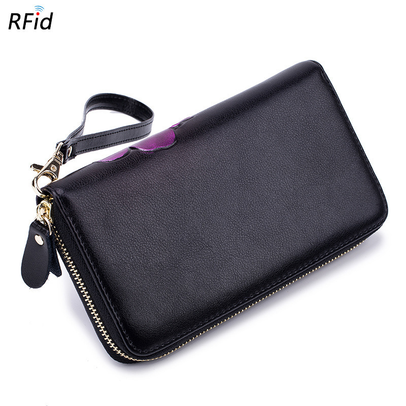 Free Shipping Designer Wallet Women's Long Leather Zipper Handbag Fashionable And Personalized Cow Pickup Bag Handmade Three-dimensional Relief C