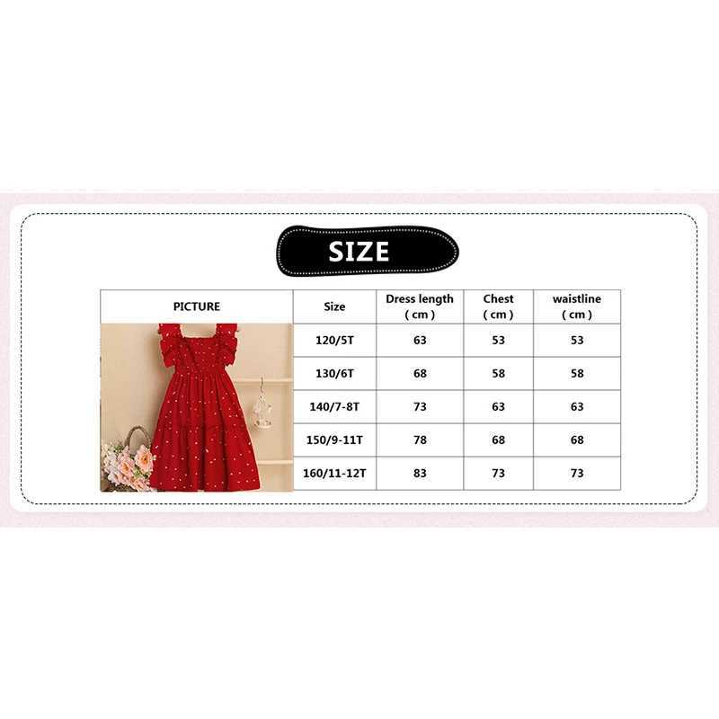 Kids Dresses for Girls 5-12T Red Lace Square Neck Polka Dot Dress New Summer Fashion Baby Princess Wedding Party Gift Costume X250528