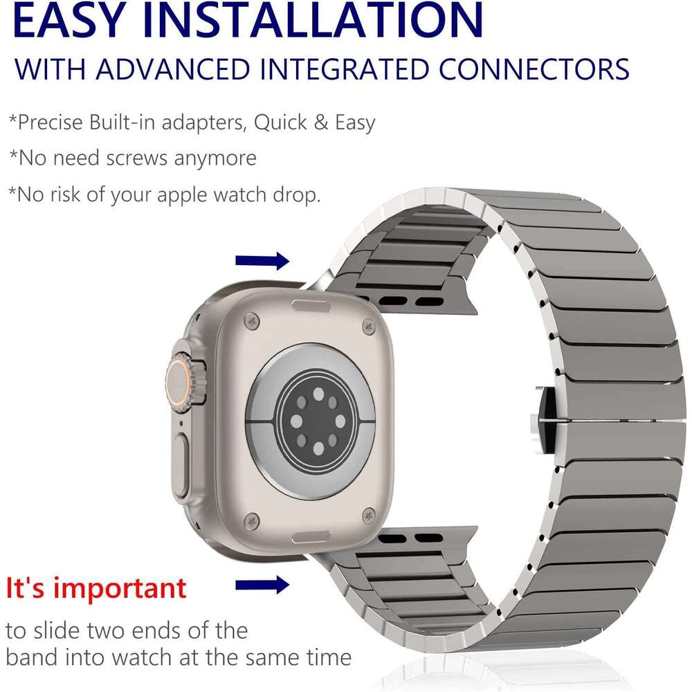 Compatible with Watch Ultra 49mm 46mm 45mm 44mm 42mm 10 9 8 7 Men's Stainless Steel Metal Band Suitable for Apple iWatch SE Series 6 5 4 3 2 1