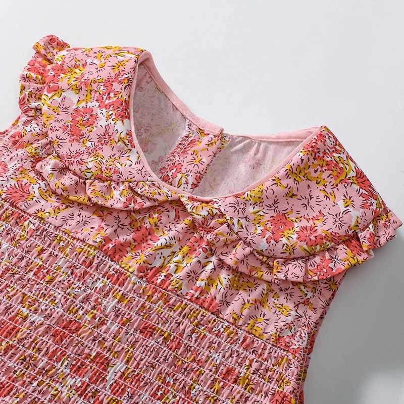 Little maven Baby Girls Kids Clothes Childrens Clothing 2025 Summer New Sleeveless Cartoon Flowers Dresses 2-7 Years X250528