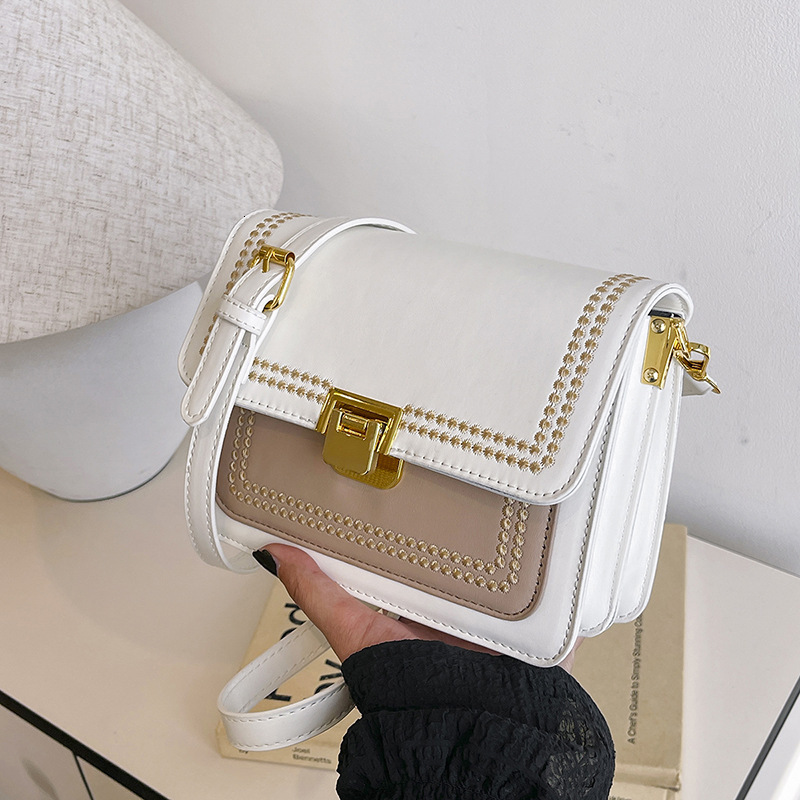 Luxury Brand Designer Bag Simple 2024 New Trendy Ins Temperament Japanese And Korean Shoulder Crossbody Small Square Contrasting Color Bag