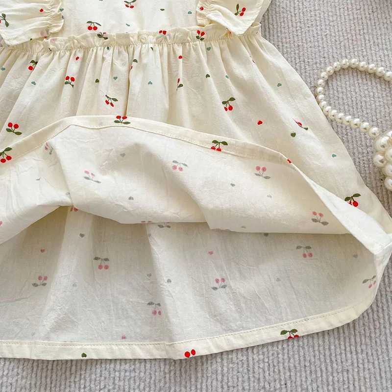 Summer Kids Sisters Sleeveless Dress 2-6T Cute Love Cherry Girls Bow Dress Baby Bodysuit X250528
