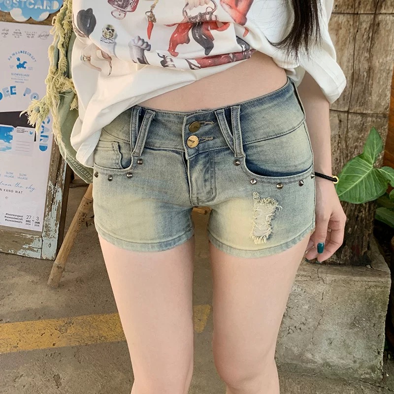 American Style Denim Shorts for Women Summer New Plus Size Tight Elastic Slim Fit Sexy Ultra Short Hot Pants