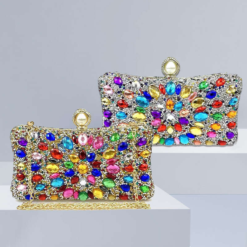 Colorful Shiny Rhinestone for Banquet Bride Cheongsam Crossbody Clutch Socialite Fashion Bag