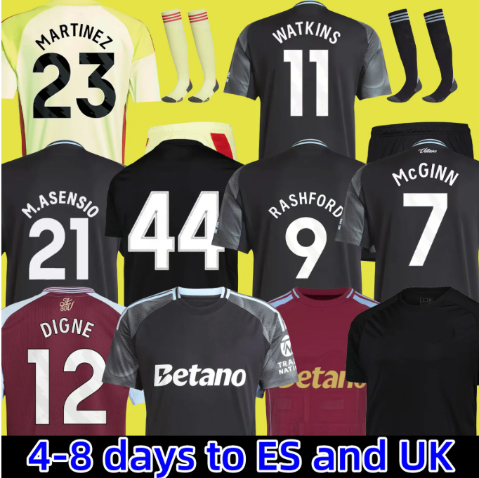 24 /25/ 26 WATKINS Soccer Jerseys 2025 2026150-Year Anniversary astons villaes Football Shirt Rashford M.Asensio Rogers Camisetas McGINN Tielemans Onana men kids kit