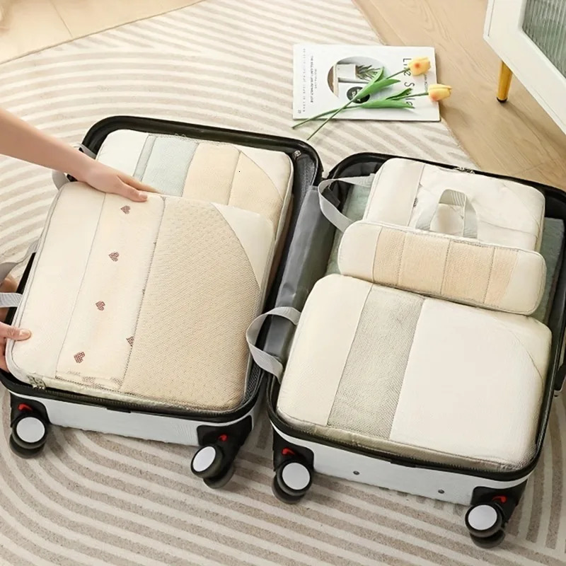 5PCS Compression Packing Cubes for Suitcases Travel Accessories Expandable Packing Organizers Lightweight Travel Organizer Cubes 250526