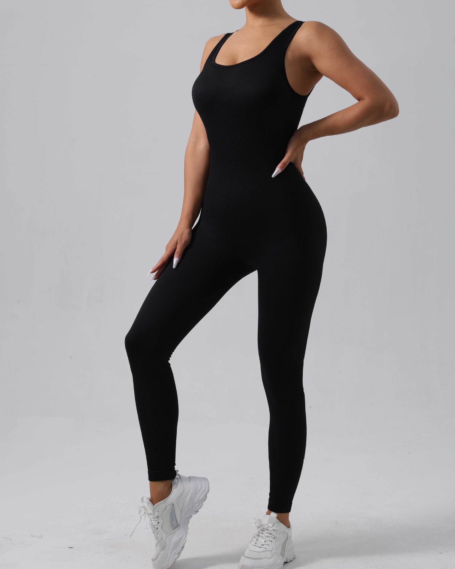 Hot selling seamless high elasticity threaded pants, sports back shaping jumpsuit, yoga suit