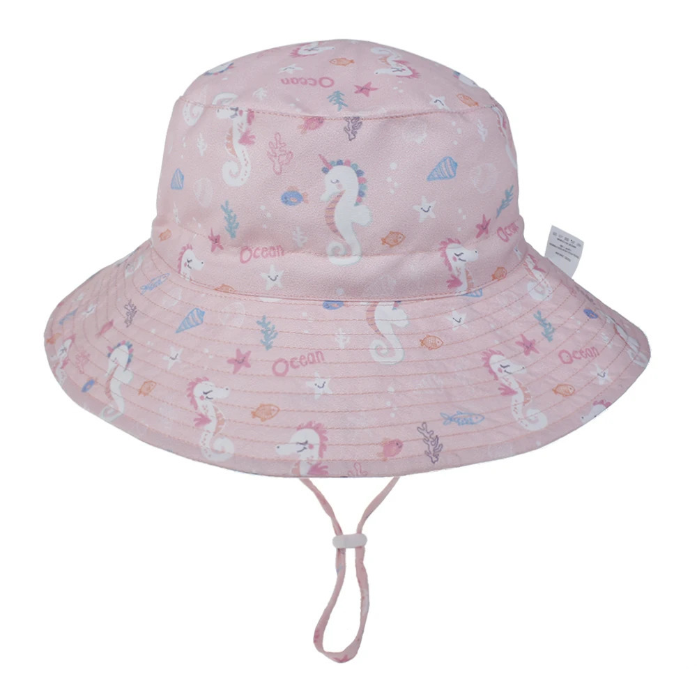 Girls Boys Outdoor Anti UV Beach Cap Summer Baby Sun Hat Swimming Hat Kids Bucket Cap with Adjustable Chin Strap 0-8 Years 250528