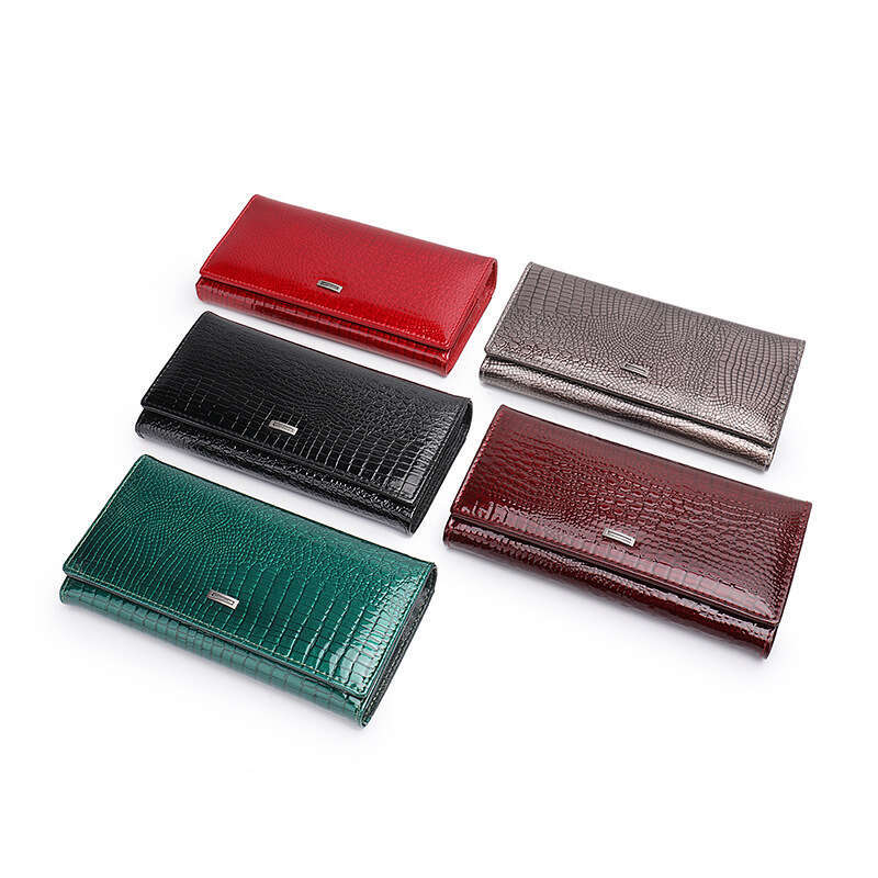 Fashion Magnetic Buckle Large Capacity Women's Patent Genuine Leather Wallet Long Multi-Card Slot Coin Purse Clutch