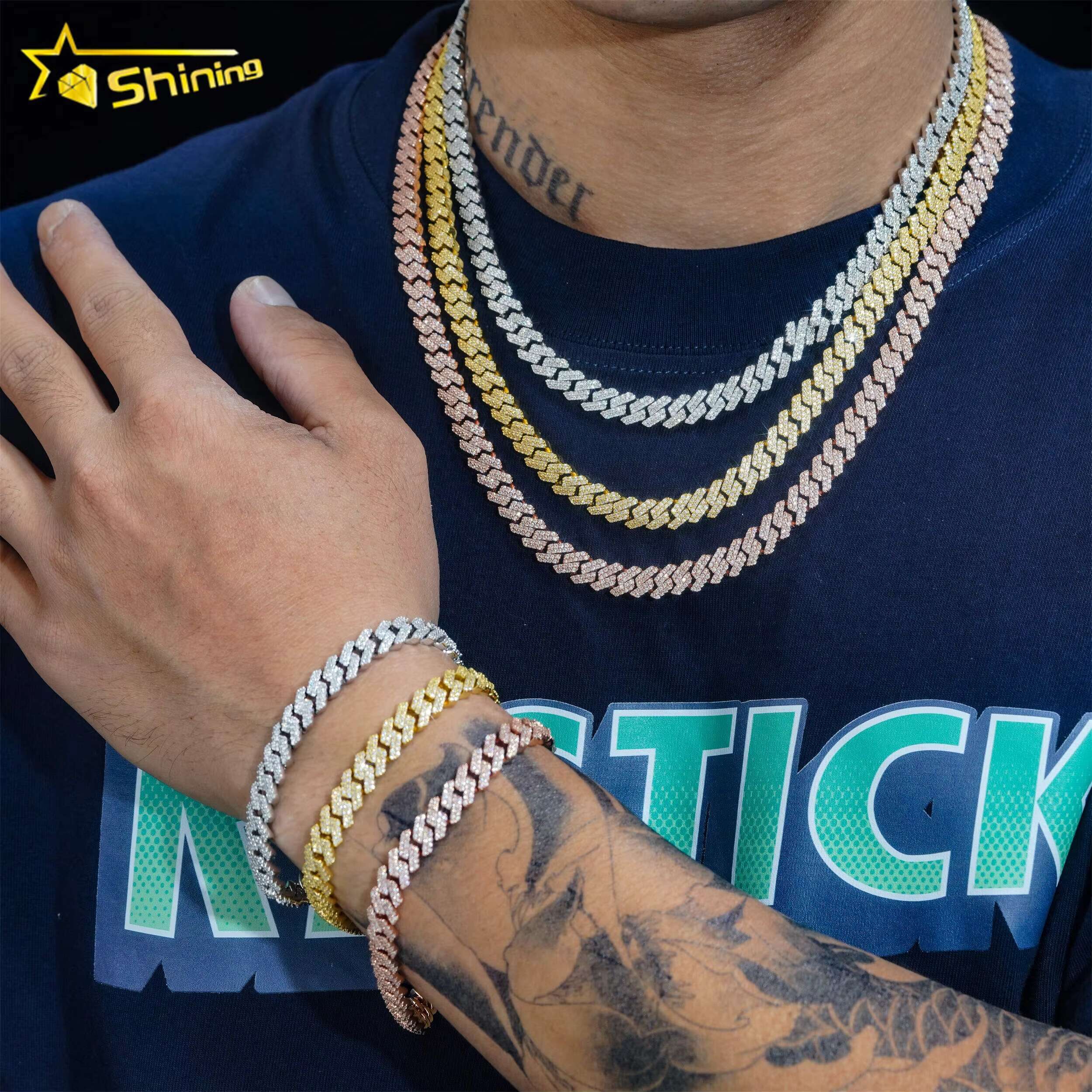 Wholesale Price Jewelry Factory Price S925 Sterling Silver Lab Diamond Hip Hop Jewelry Iced Out Vvs Moissanite Chain Cuban Link