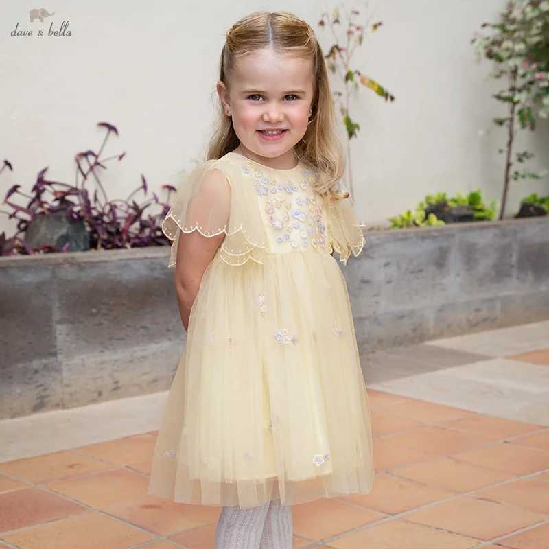 Dave Bella Summer Girls Baby Princess Dress Charm Elegant Cute Mesh Embroidered Floral Dress Party Gentle Outdoor DB2250967 X250528