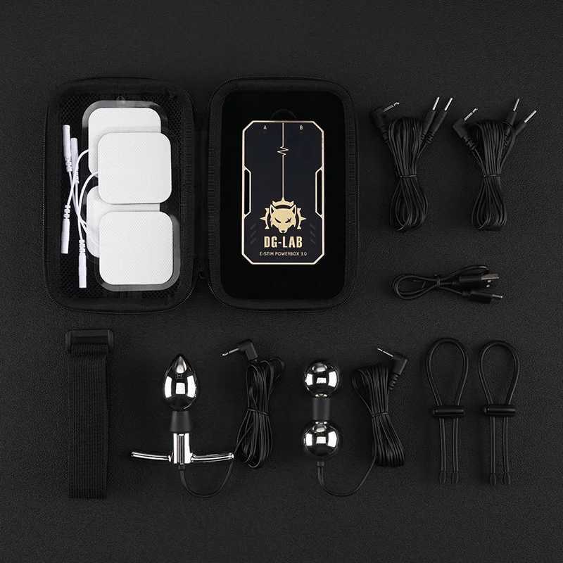 DG-LAB COYOTE E-Stim Powerbox 3.0 PawPrints Wireless Button Metal Bipolar Electrode Electro Shock Stimulator Sex Toys z250528