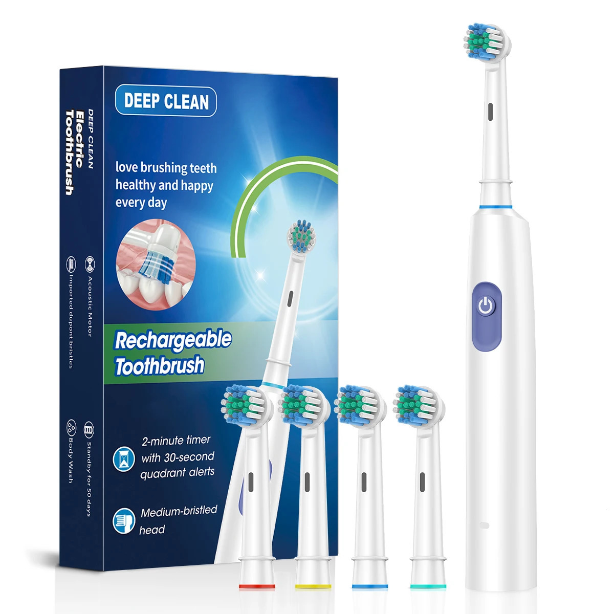 2002 Rotating electric toothbrush 2025 Adult Timer Brush 6 Mode USB Charger Rechargeable Tooth Brushes Replacement Heads Set 250519