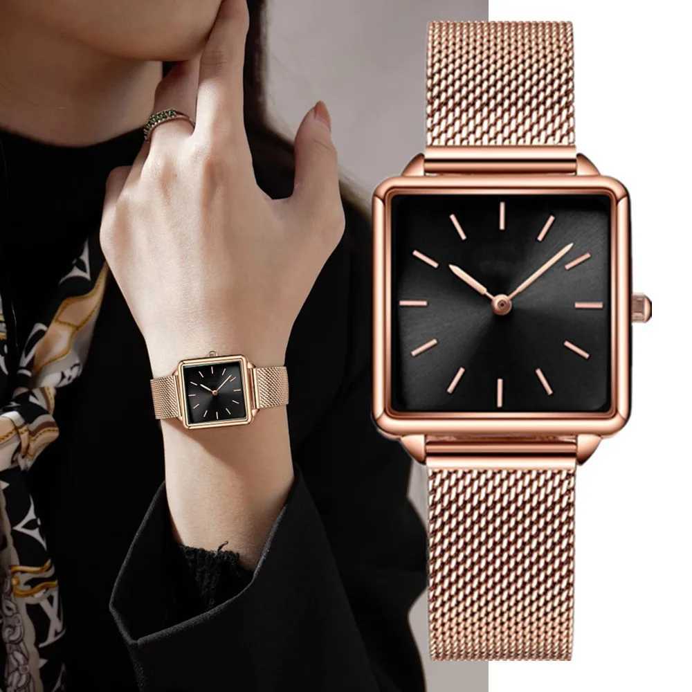 Elegant Quartz Watches for Women Luxury Fashion Square Magnetic Band Ladies Watch Simple Casual Woman Wristwatch Clock Gift XJ250527