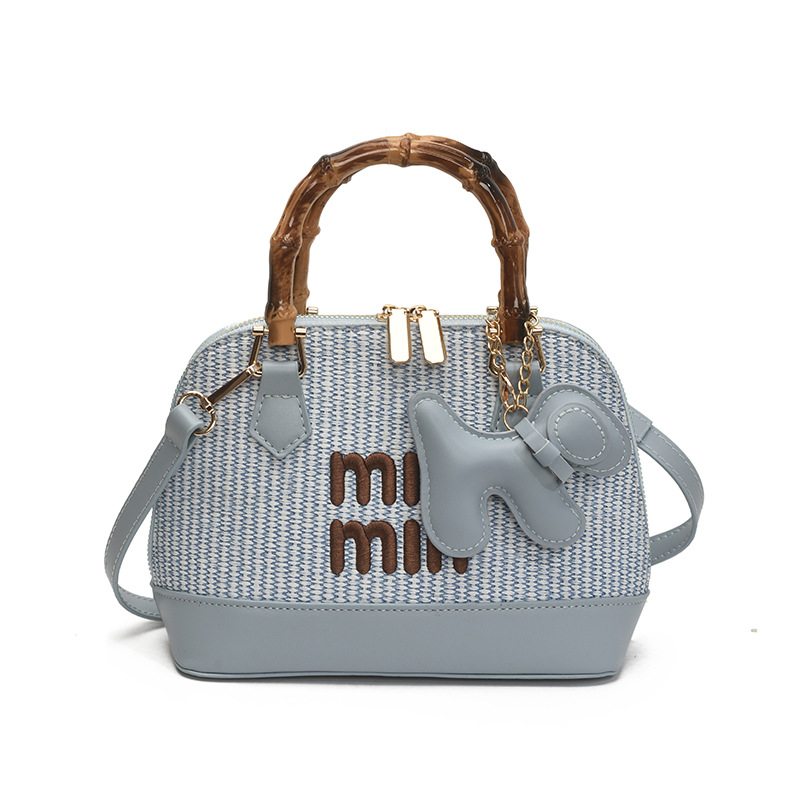 Free shipping designer bags, cross-border shell woven bags, 2025 bamboo joint straw woven hand bill of lading, shoulder cross-shoulder bags, women