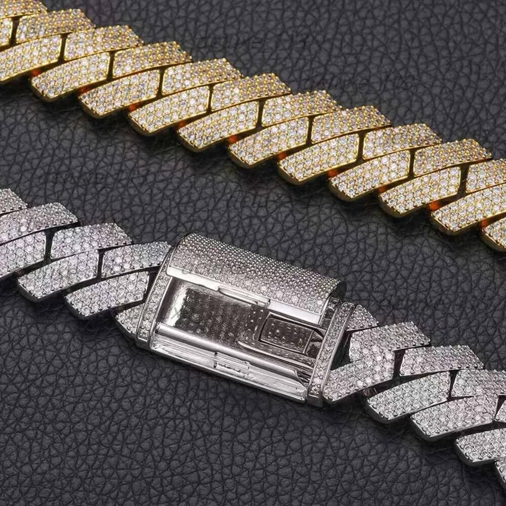Fashion Jewelry Designer Cuban Chain, Pure Sier Tin 3 Rows Mosonite Necklace Men's Gift Gothic Iced Pendant With Dia Tester